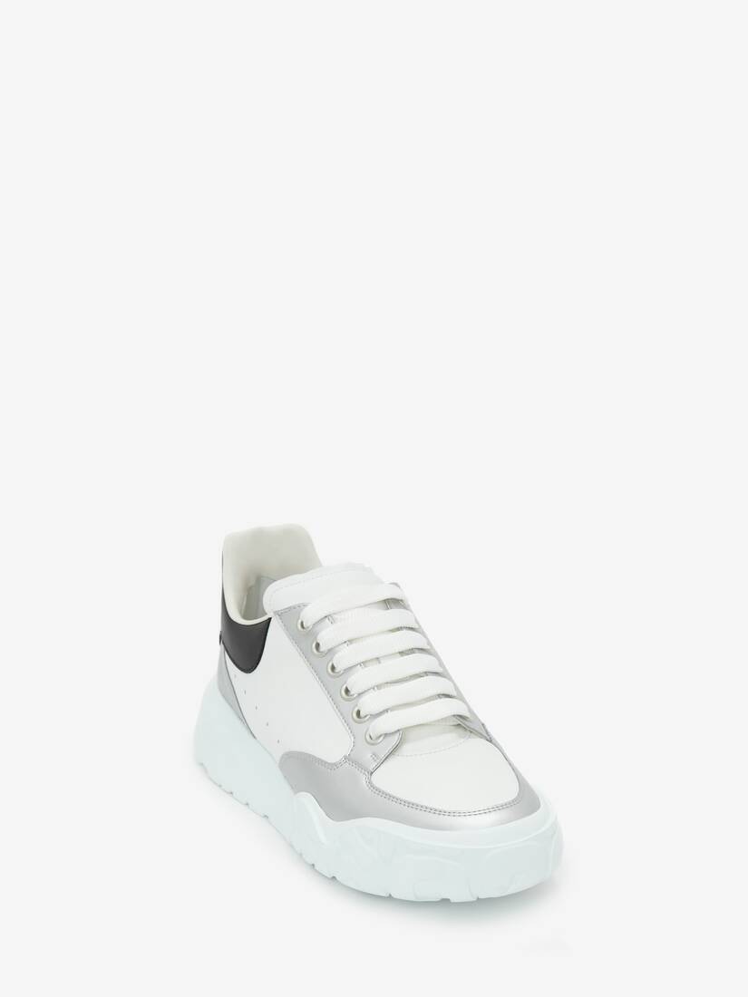 Zapatillas Alexander McQueen Court Trainer Hombre - Blancos/Plateados - Mexico 015-RTSJUC